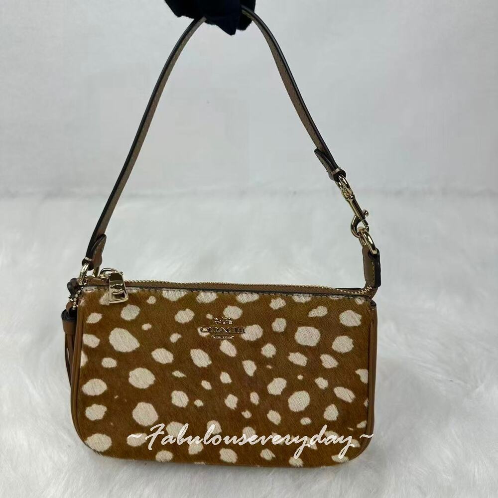 Coach Nolita 19 With Deer Print Shoulder Bag Wristlet Gold/Brown Multi CDW35 NWT